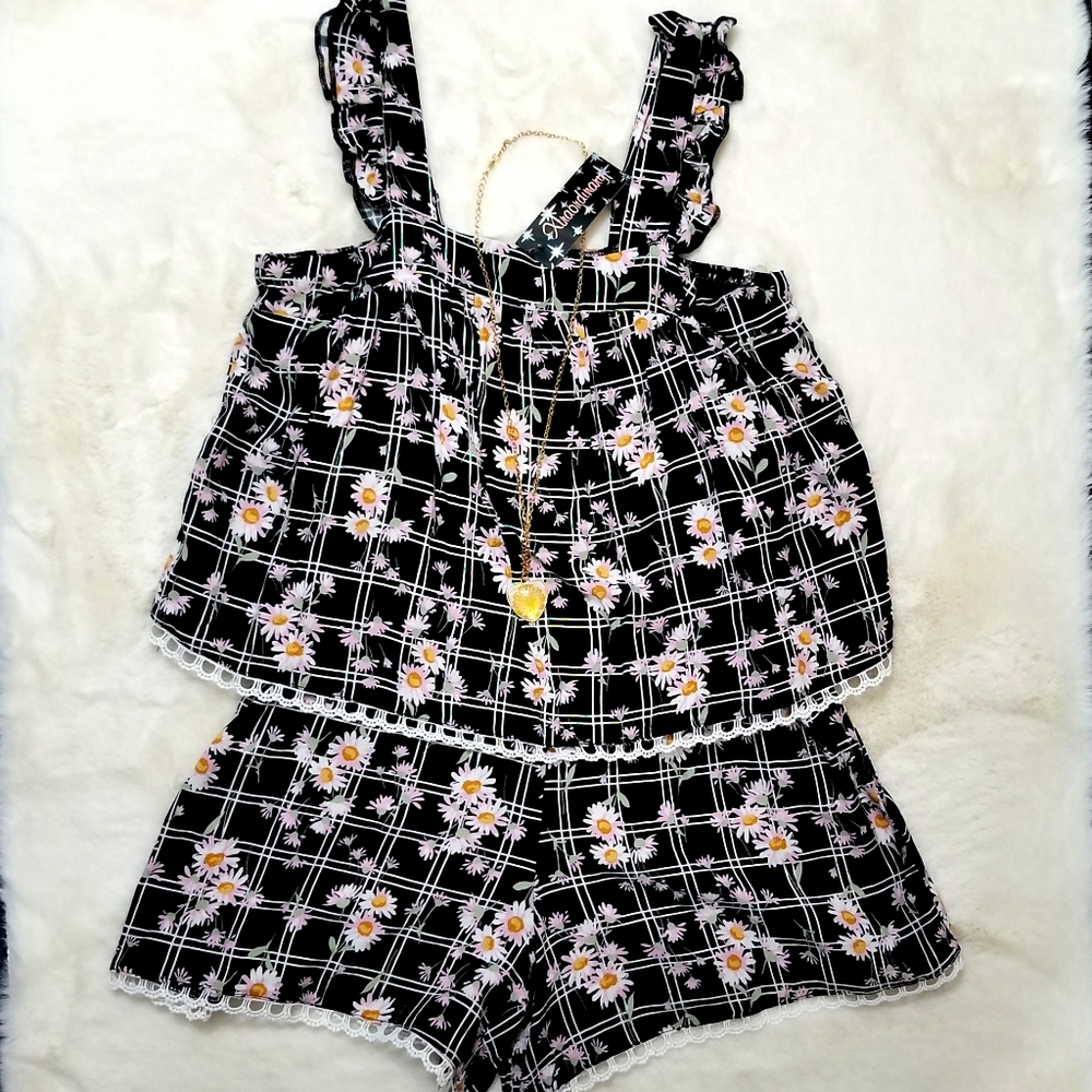 Xtraordinary Black Floral Romper Large